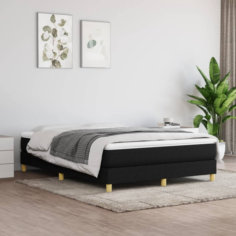 Cadre de lit sans matelas noir 140x190 cm tissu