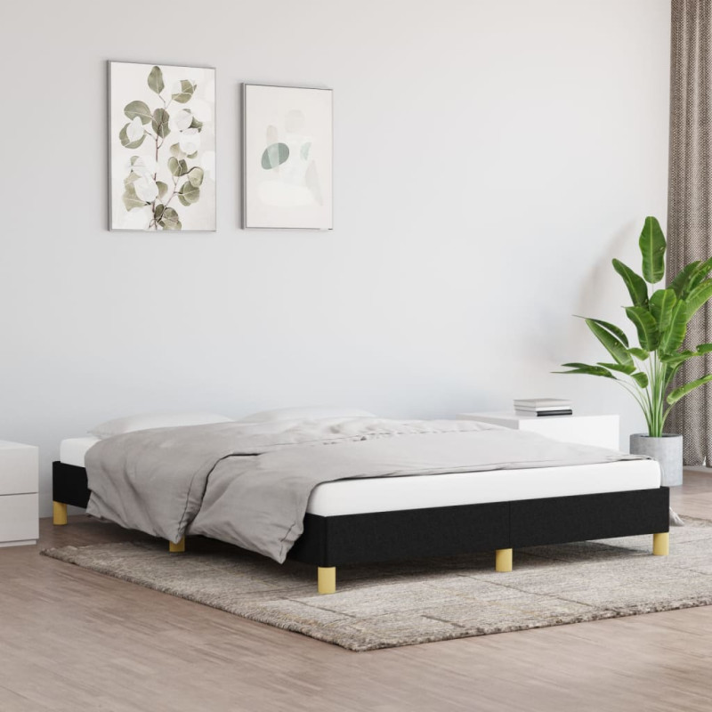 Cadre de lit sans matelas noir 140x190 cm tissu