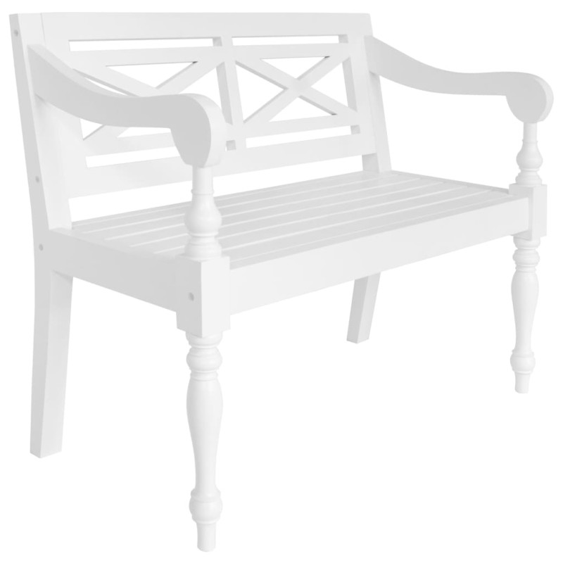 Banc Batavia 98 cm Bois d acajou massif Blanc