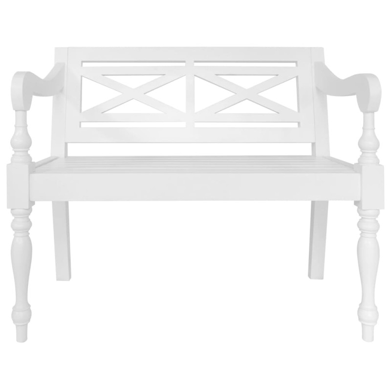 Banc Batavia 98 cm Bois d acajou massif Blanc