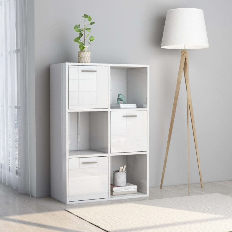 Armoire de rangement Blanc brillant Bois d’ingénierie