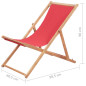 Chaise pliable de plage Tissu et cadre en bois Rouge