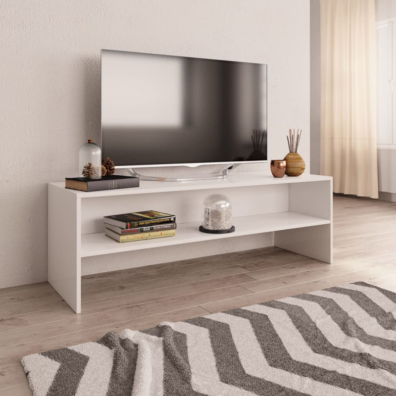 Meuble TV Blanc 120x40x40 cm Bois d ingénierie