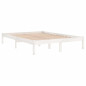 Cadre de lit sans matelas blanc bois massif 140x190 cm