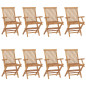 Chaises de jardin lot de 8 Bois de teck massif