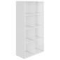 Bibliothèque Buffet Blanc brillant 66x30x130 cm Bois ingénierie