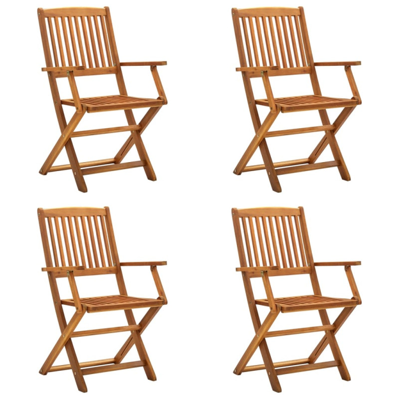 Chaises pliables d extérieur lot de 4 Bois d acacia solide