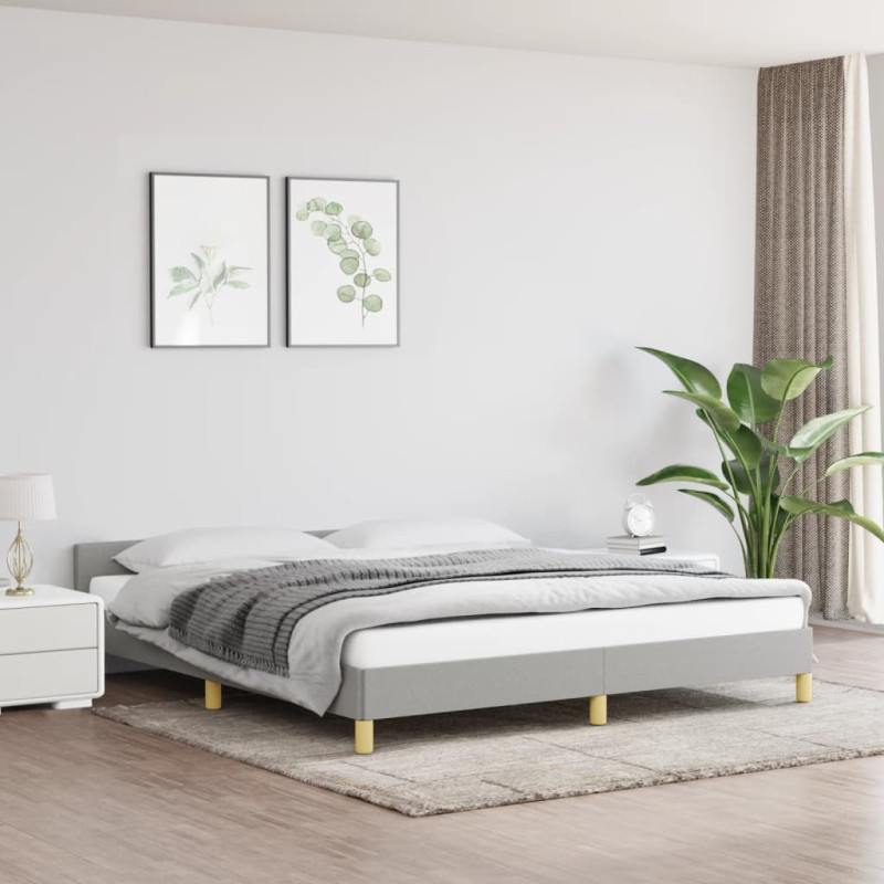 Cadre de lit sans matelas gris clair 160x200 cm tissu