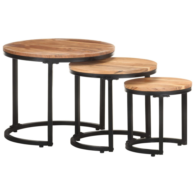 Tables d appoint 3 pcs Bois d acacia solide