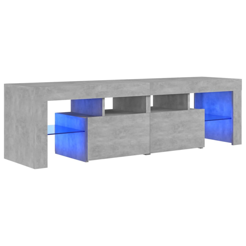 Meuble TV avec lumières LED Gris béton 140x36,5x40 cm