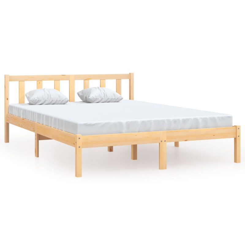 Cadre de lit sans matelas bois massif 140x190 cm