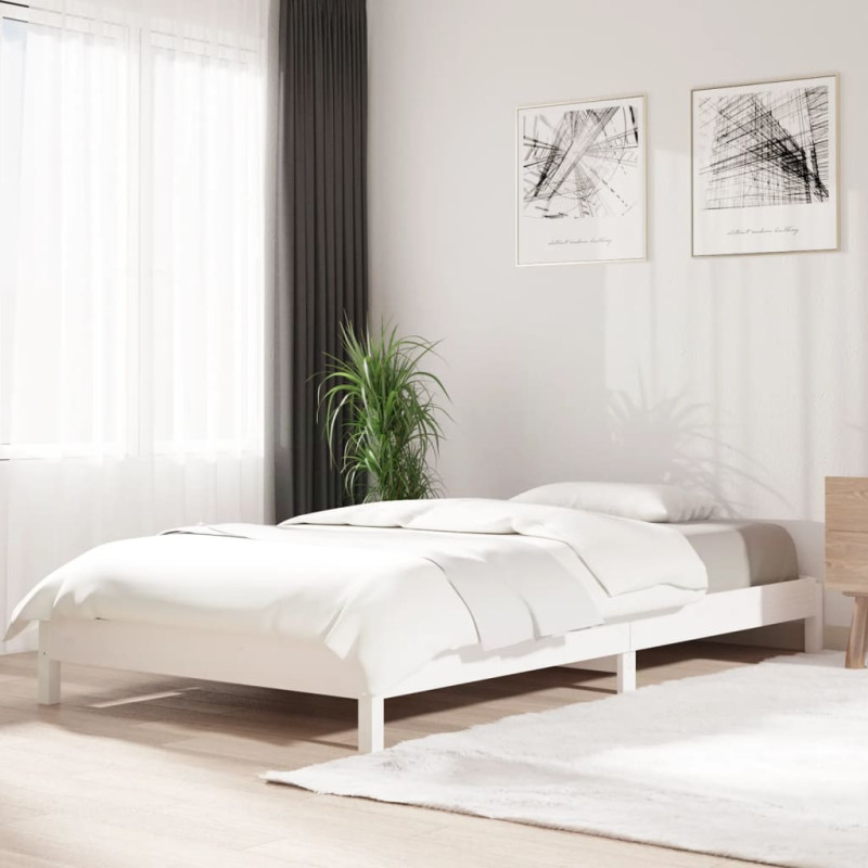 Lit empilable sans matelas blanc 90x200 cm bois de pin massif