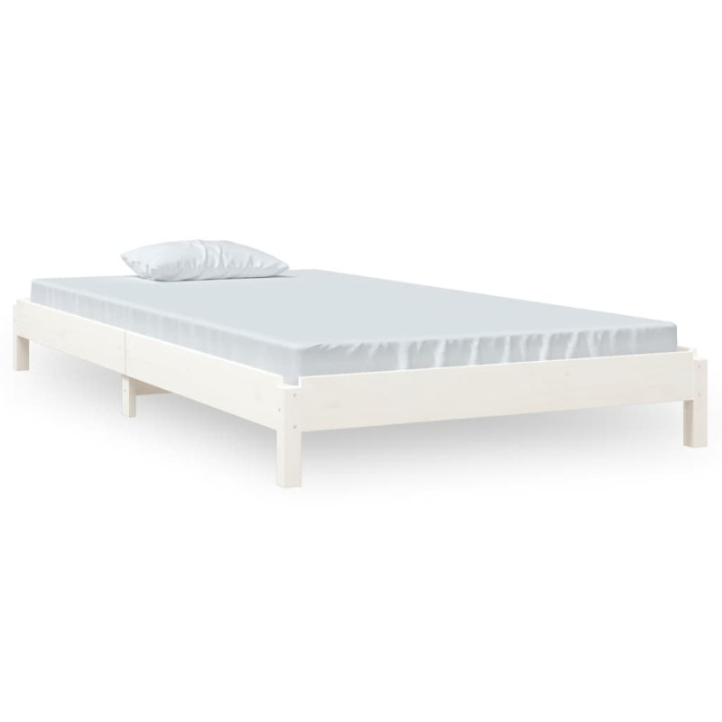 Lit empilable sans matelas blanc 90x200 cm bois de pin massif