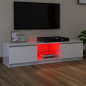 Meuble TV avec lumières LED blanc brillant 140x40x35,5 cm