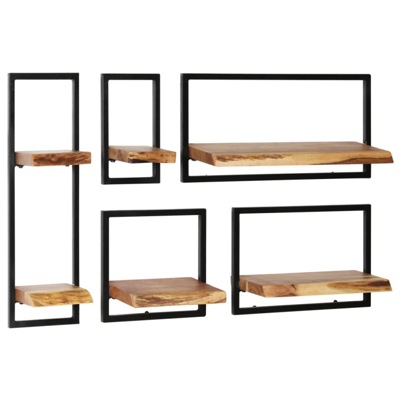 Set d étagères murales 5 pcs Bois d acacia massif et acier