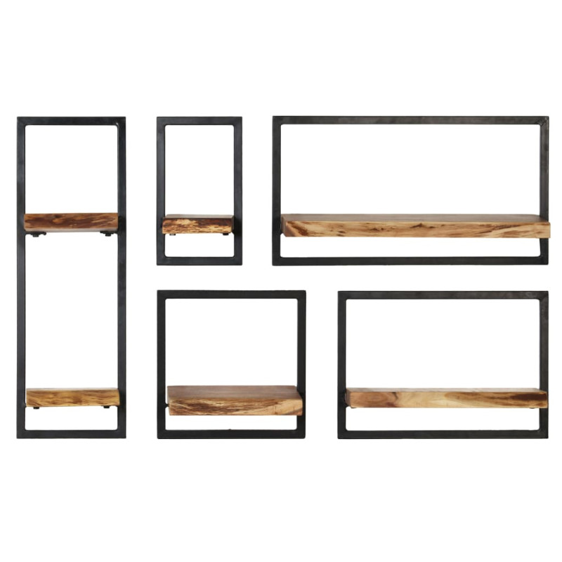 Set d étagères murales 5 pcs Bois d acacia massif et acier