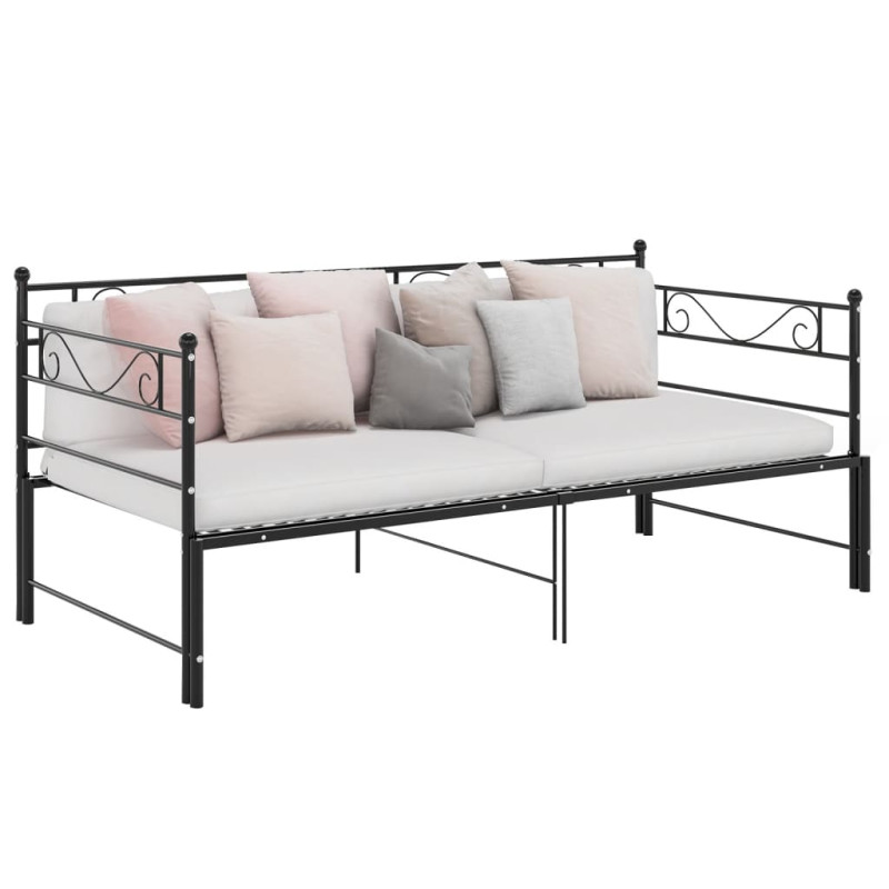 Cadre de canapé lit extensible sans matelas Noir Métal 90x200cm