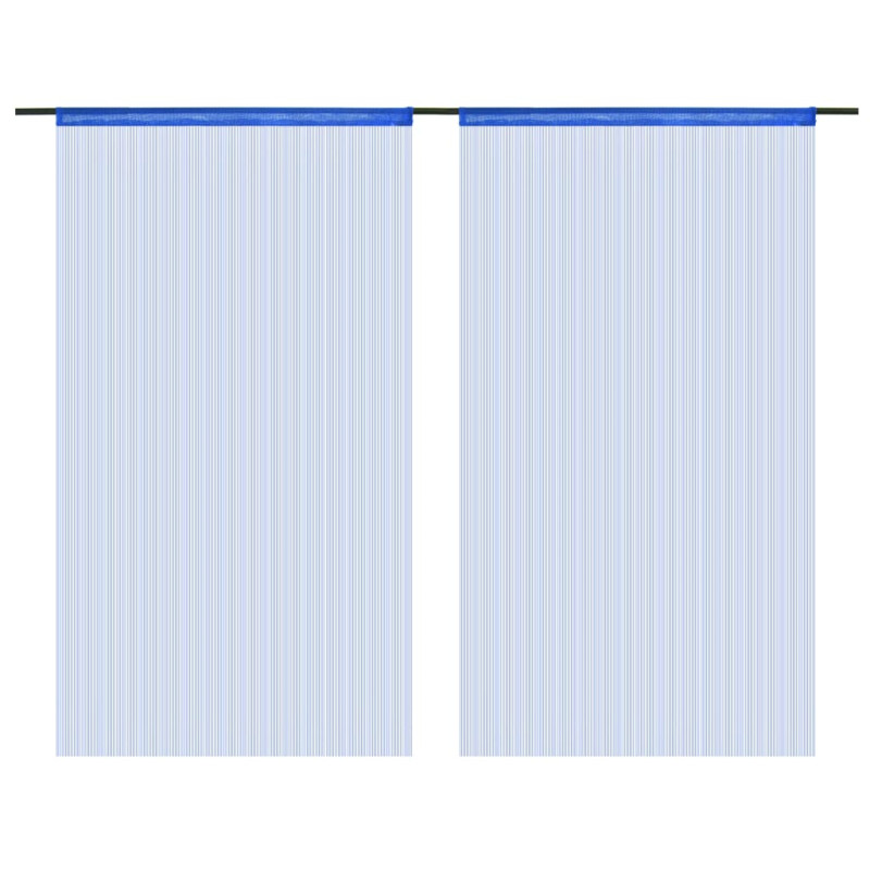 Rideau en fils 2 pcs 100 x 250 cm Bleu