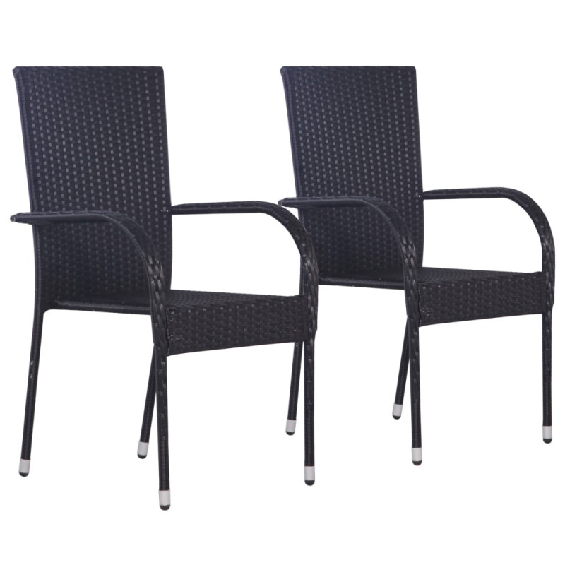 Chaises empilables d extérieur lot de 2 Résine tressée Noir