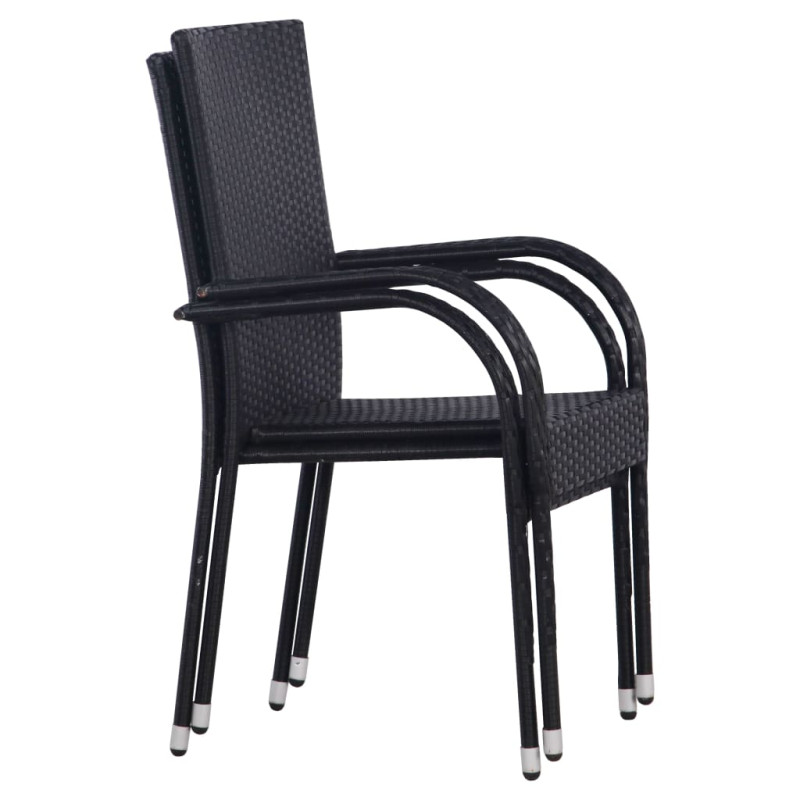 Chaises empilables d extérieur lot de 2 Résine tressée Noir