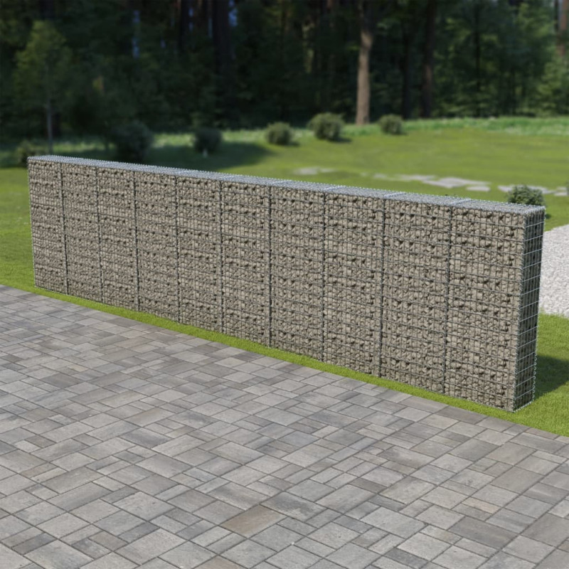 Mur à gabion avec couvercles Acier galvanisé 600x30x150 cm