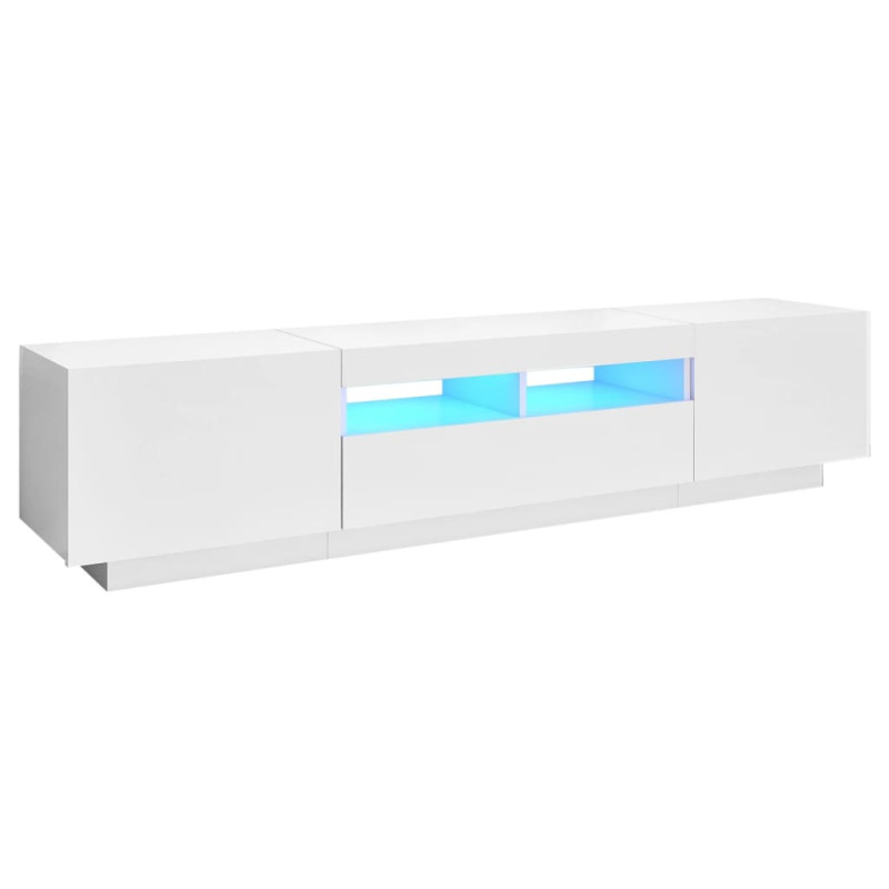 Meuble TV avec lumières LED Blanc brillant 180x35x40 cm