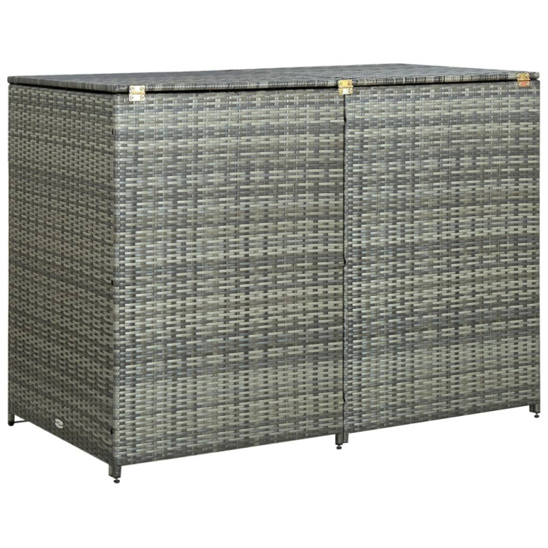 Abri de poubelle double Résine tressée Anthracite 148x77x111cm 