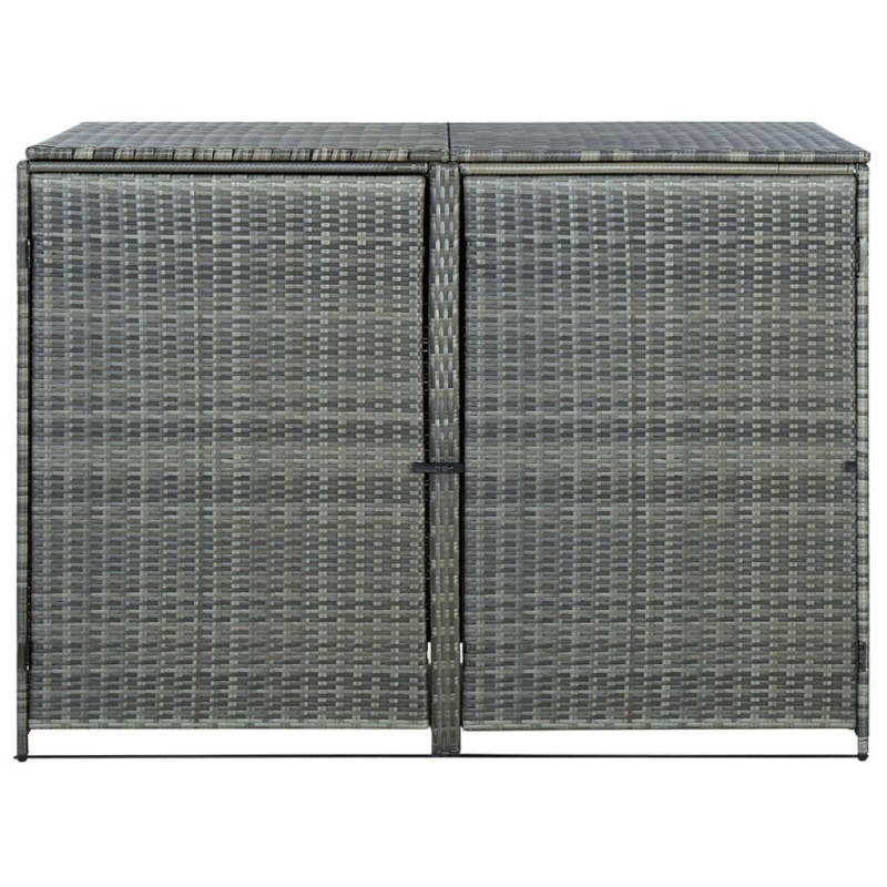 Abri de poubelle double Résine tressée Anthracite 148x77x111cm 