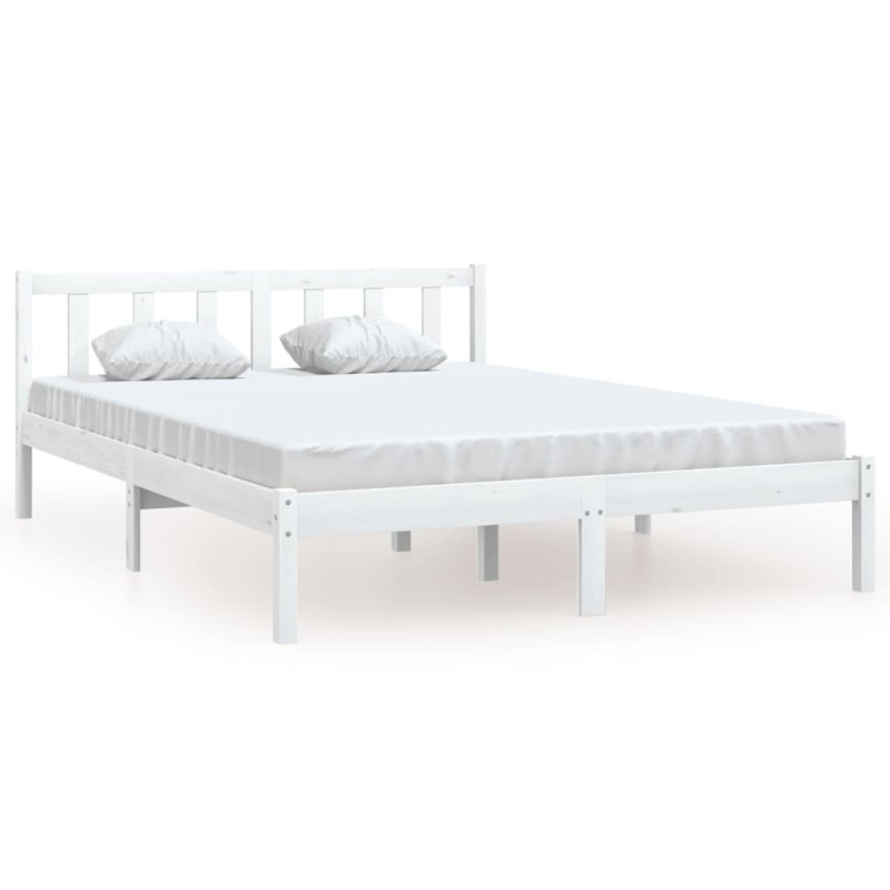 Cadre de lit sans matelas blanc bois massif 140x200 cm