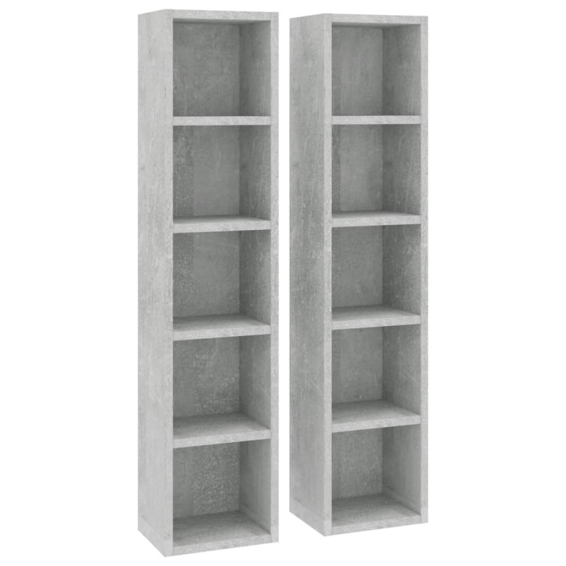 Armoires à CD 2 pcs Gris béton 21x16x93,5 cm Bois d ingénierie