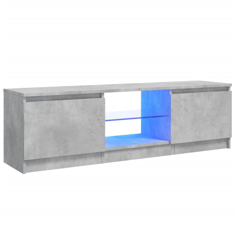 Meuble TV avec lumières LED gris béton 120x30x35,5 cm