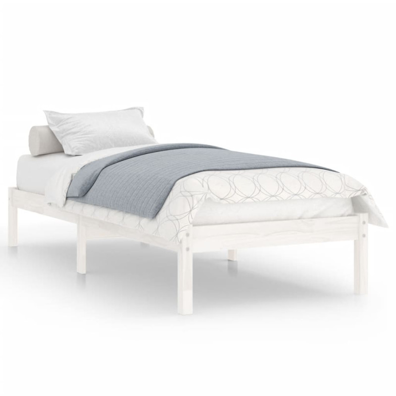 Cadre de lit sans matelas blanc bois massif 90x200 cm