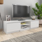 Meuble TV blanc brillant 140x40x35,5 cm bois d ingénierie