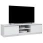 Meuble TV blanc brillant 140x40x35,5 cm bois d ingénierie