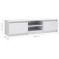 Meuble TV blanc brillant 140x40x35,5 cm bois d ingénierie