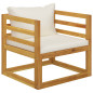 Chaise de jardin avec coussins crème Bois d acacia massif