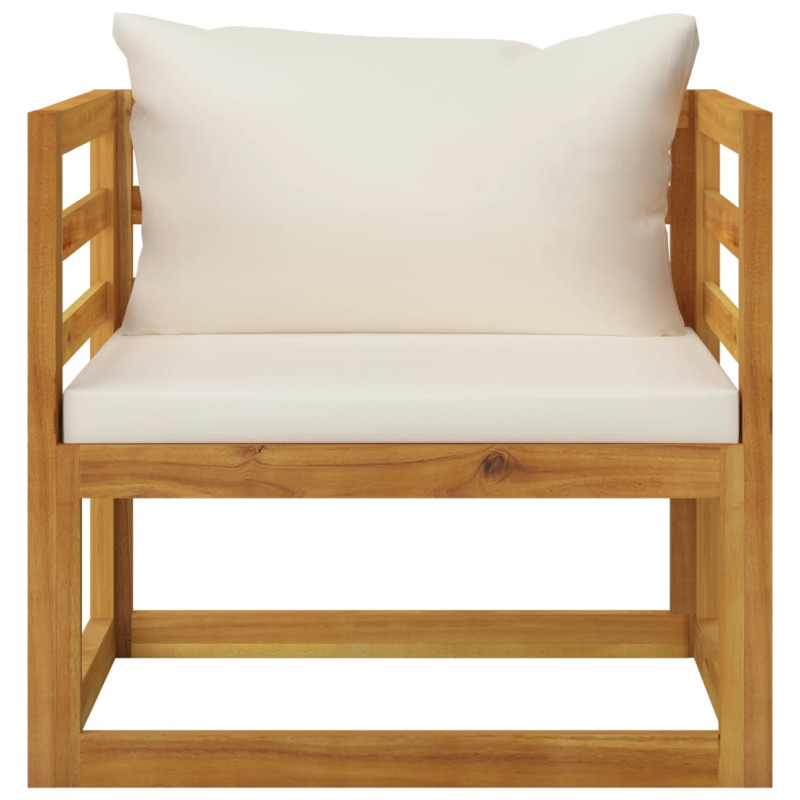 Chaise de jardin avec coussins crème Bois d acacia massif