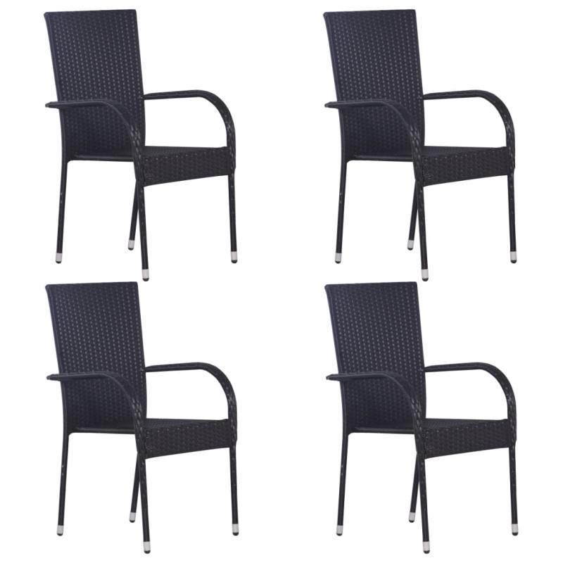 Chaises empilables d extérieur lot de 4 Résine tressée Noir