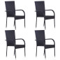 Chaises empilables d extérieur lot de 4 Résine tressée Noir