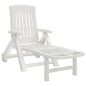 Chaise longue pliable avec roues blanc PP