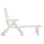 Chaise longue pliable avec roues blanc PP