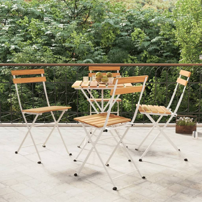 Chaises de bistrot pliantes lot de 4 Bois d acacia solide acier