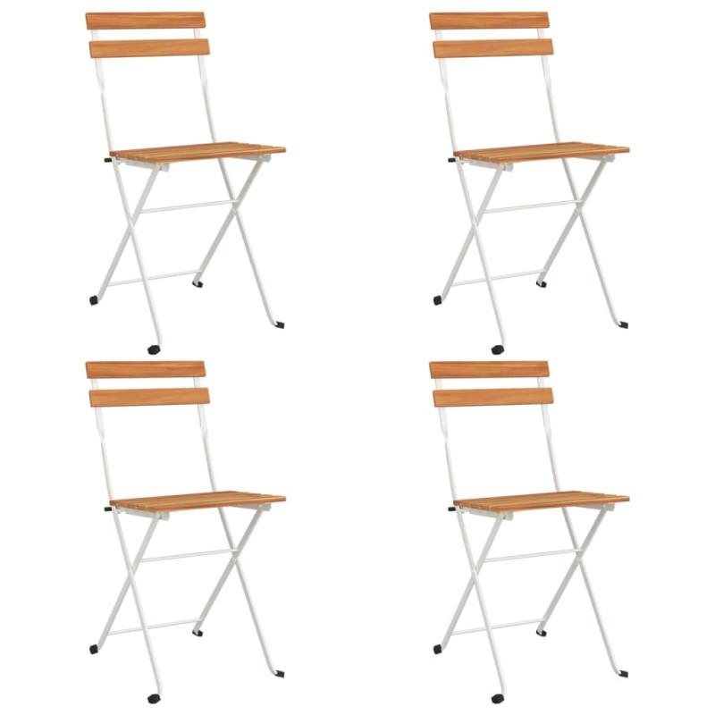 Chaises de bistrot pliantes lot de 4 Bois d acacia solide acier