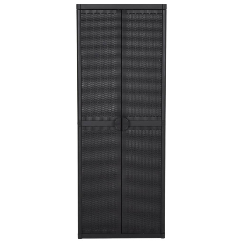 Armoire de rangement de jardin Noir 65x45x172 cm PP Rotin