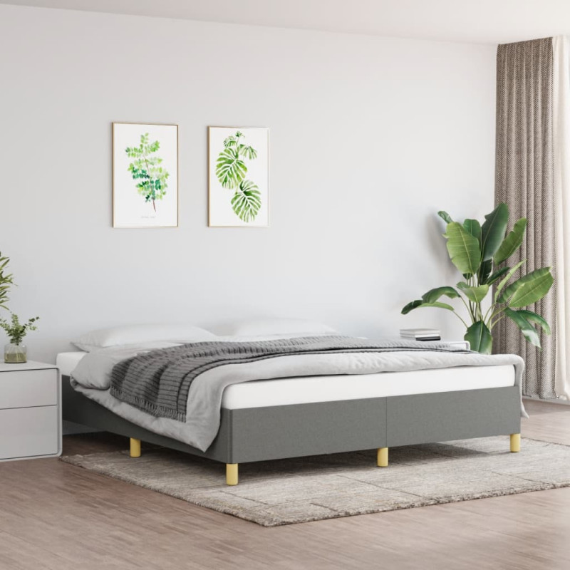 Cadre de lit sans matelas gris foncé 160x200 cm tissu