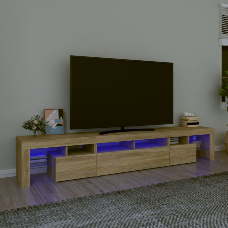 Meuble TV avec lumières LED Chêne sonoma 230x36,5x40 cm