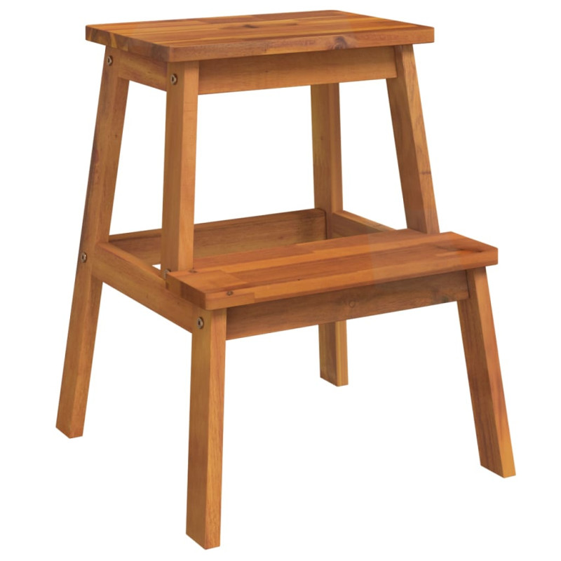 Tabouret escabeau 2 marches 40x38x50 cm Bois d acacia solide