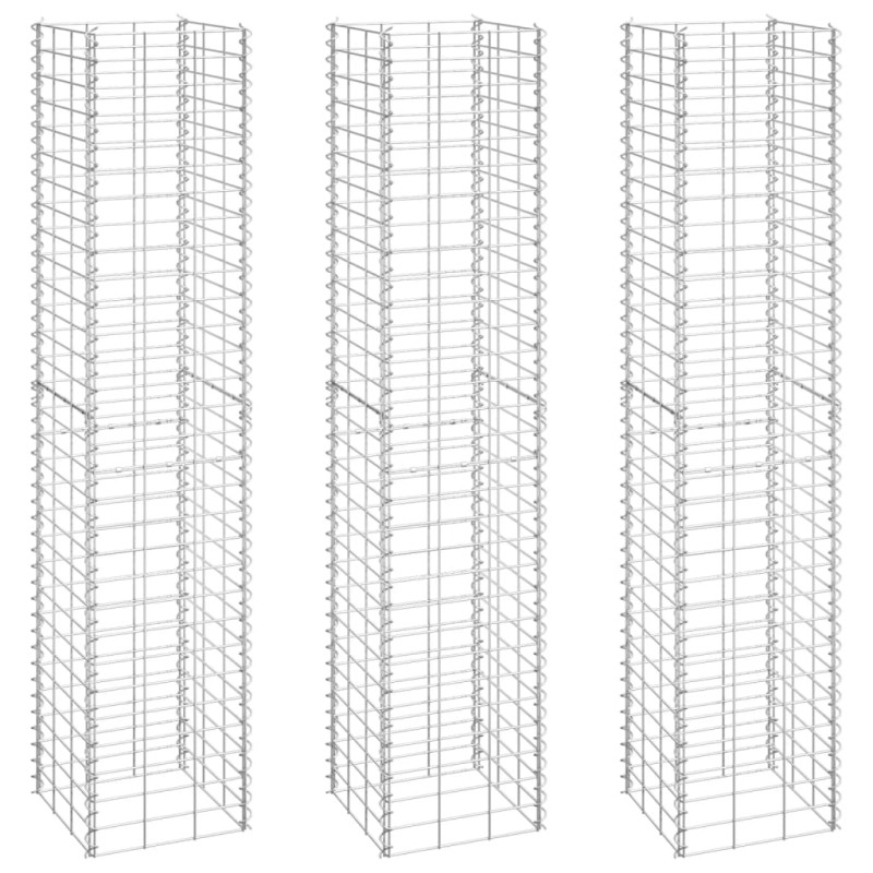 Lits surélevés en gabion 3 pcs 30x30x150 cm Fer