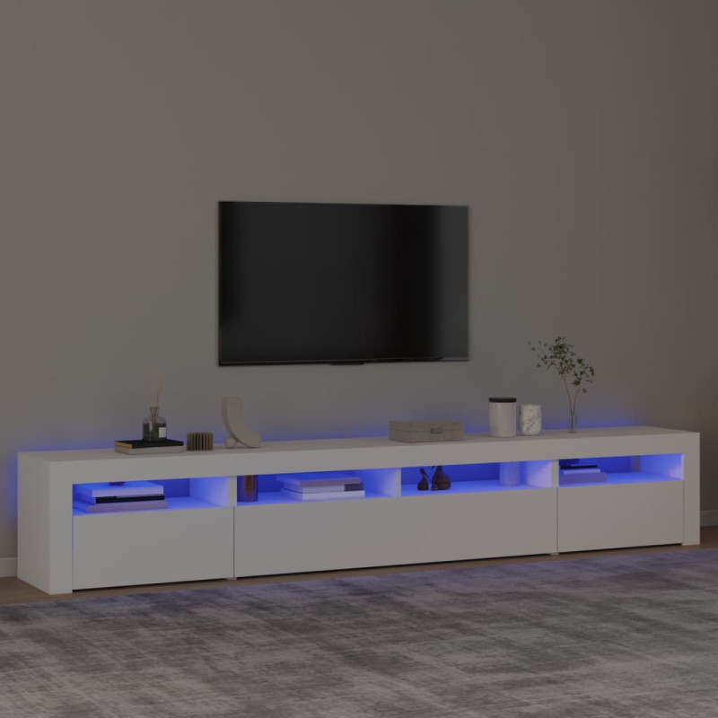 Meuble TV avec lumières LED Blanc 240x35x40 cm