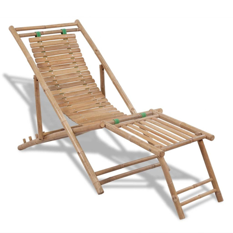 Chaise de terrasse d extérieur avec repose pied Bambou